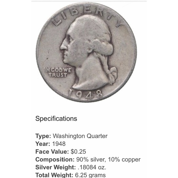 Handcrafted Silver 1948 Coin Ring | size 8.5 - Picture 9 of 9